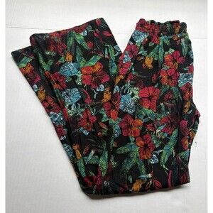 Mudd Floral Hibiscus Pants Size Medium Wide Leg Ladies